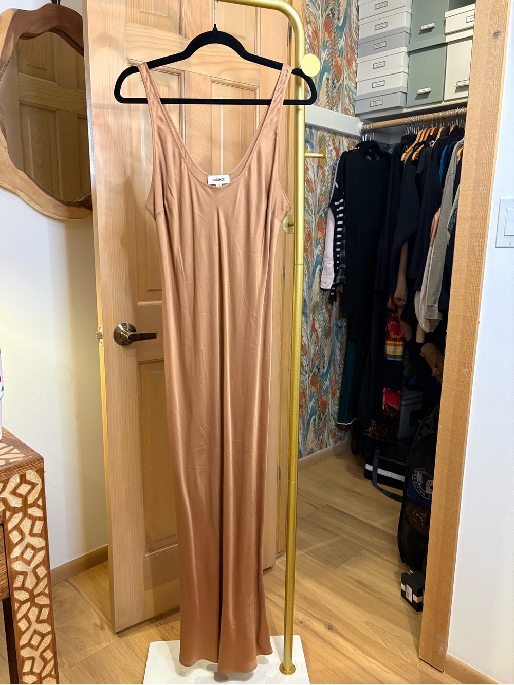 L’Agence Slip Maxi Dress in Camel